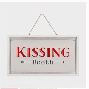 Spritz “Kissing Booth” White Wood/Metal Hanging Sign